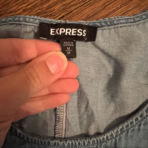 Express chambray cold shoulder wrap dress - Picture 5 of 5